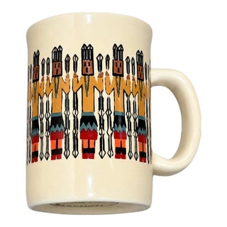 Vintage Indian Dancers Ceramic Coffee Mug Folk Art For Sale