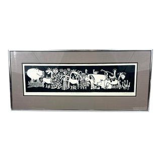 Vintage Framed Nursery Art Woodcut Print “Farm Frolic” For Sale