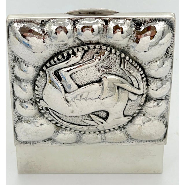 Fine French Sterling Art Deco Ram Motif Square Table Box, Circa 1925 French Silver hallmark Minervas Head with #3 and...