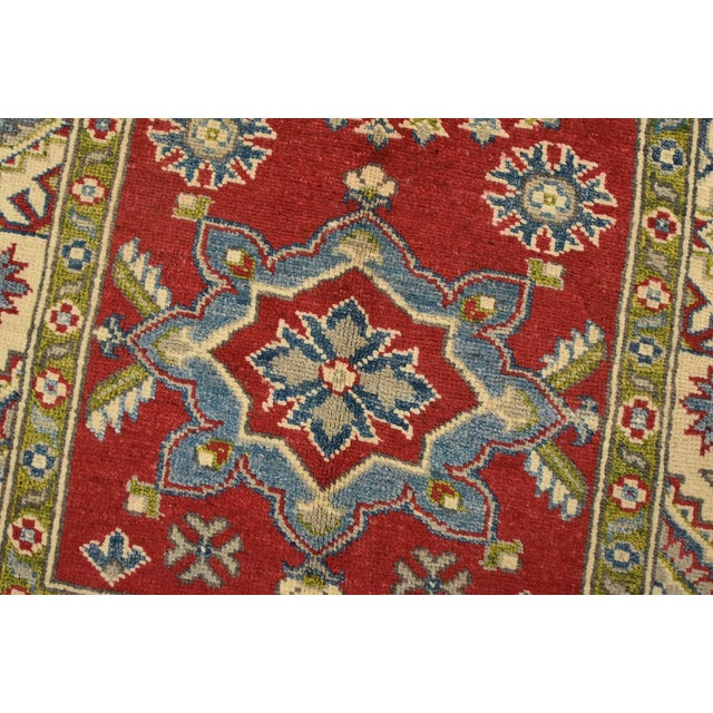 Kazak Runner 2’10” X 9’3” Red Wool Tribal Hand-Knotted Oriental Rug For Sale - Image 4 of 13
