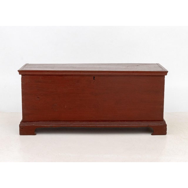 American Red Painted Pine Blanket Chest, the interior with covered compartment. 20.5" H x 45" W x 19" D. Provenance: From...