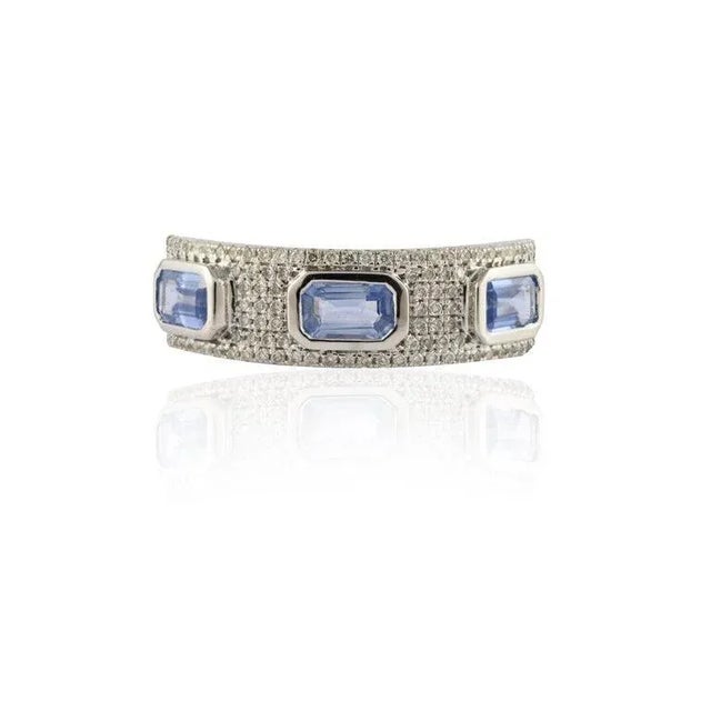 This is part of Chairish’s Fine Jewelry assortment. Blue Sapphire Engagement Ring with Diamonds Set in 14K Gold featuring...
