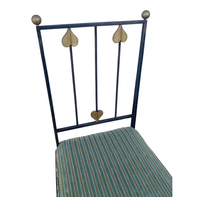 Mid 20th Century Mid-Century Iron Side Chairs With Rose Tarlow Striped Velvet Fabric For Sale - Image 5 of 16