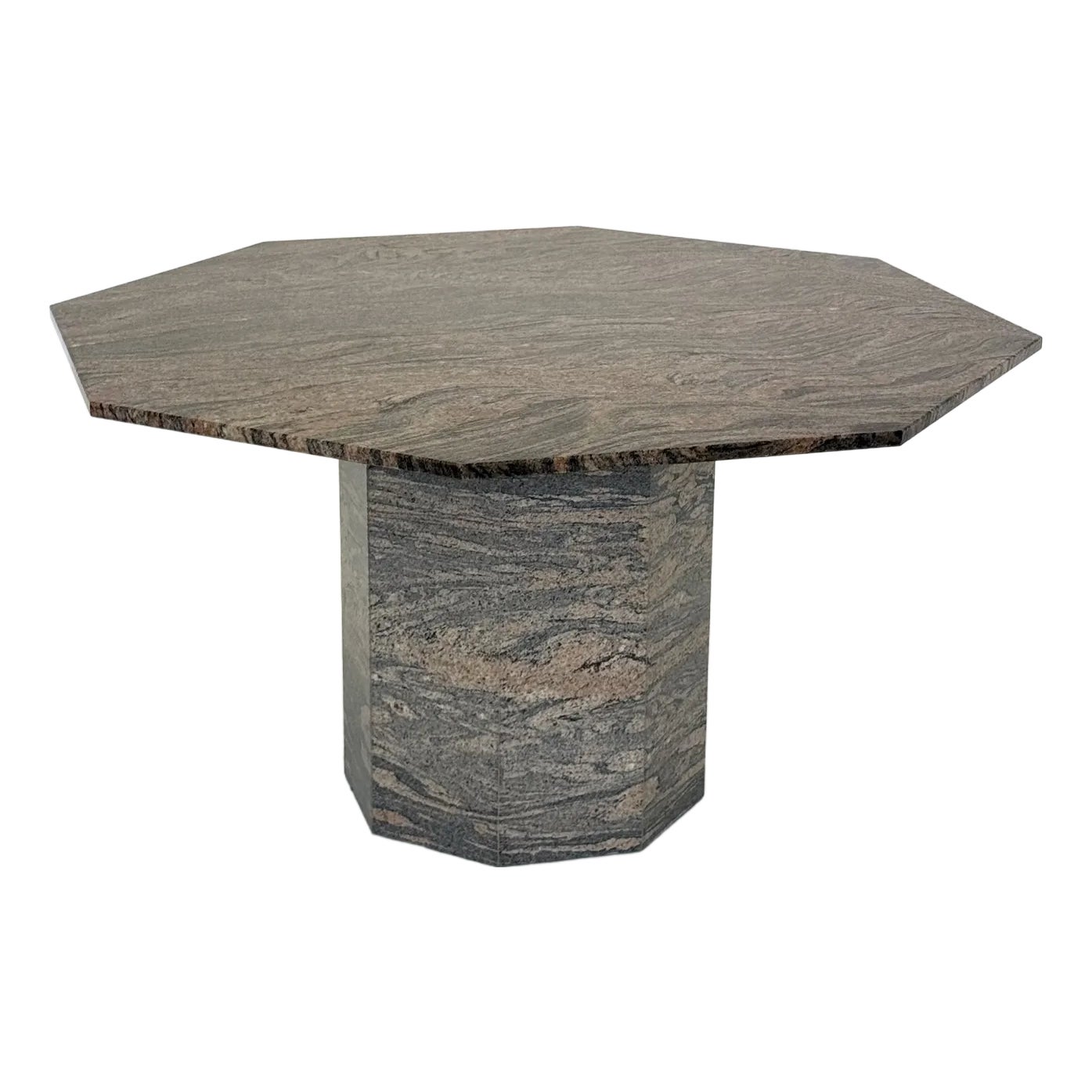Vintage Octagonal Dining Table in Granite / Natural Stone | Chairish
