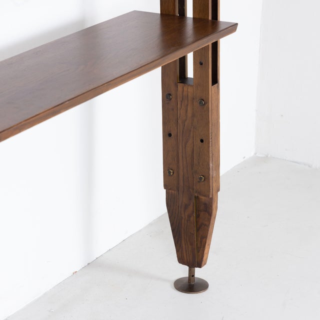 Vintage Italian Floor-to-Ceiling Oak Bookcase, 1960s For Sale - Image 6 of 15