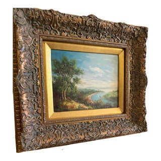 Antique English Countryside Oil on Canvas Painting - Signed For Sale
