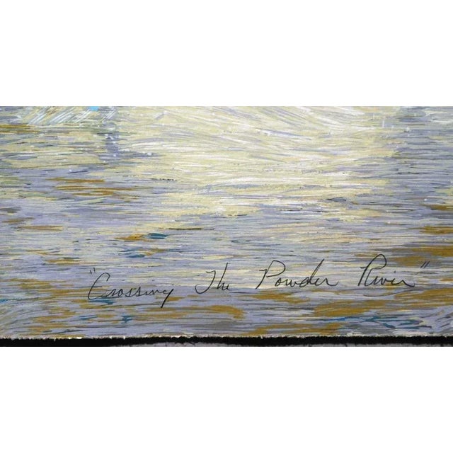 1980s Earl Biss "Crossing the Powder River" "Hand Signed Serigraph Art Custom Framed For Sale - Image 5 of 6