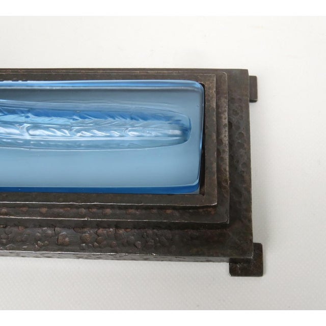 Black Art Deco Table Lamp in Blue Glass from Verlys France, 1920s For Sale - Image 8 of 18