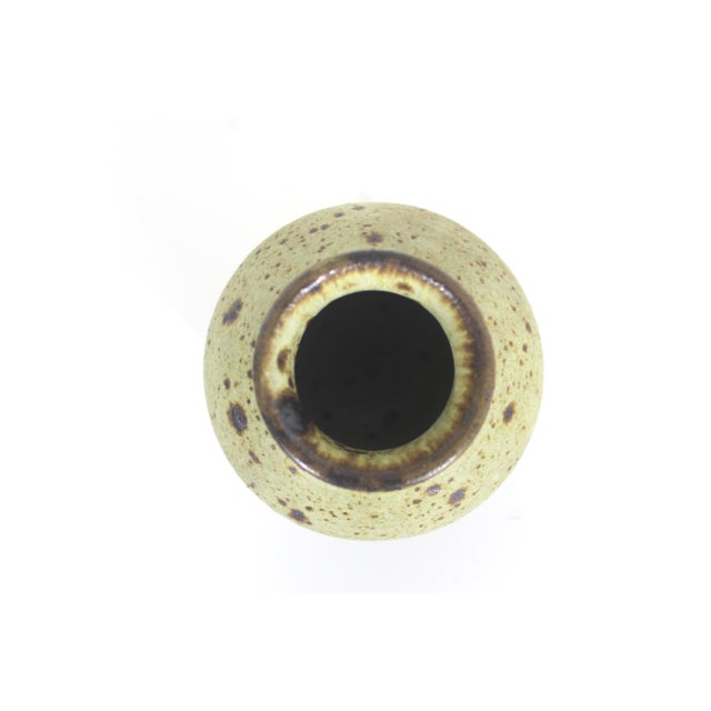 Beige Vintage Speckled Studio Pottery Stoneware Vase Signed For Sale - Image 8 of 10