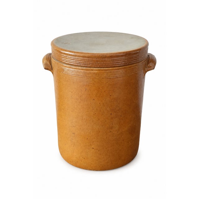 Large Antique French Stoneware Confit Pot with Lid, Early 20th Century For Sale - Image 10 of 10