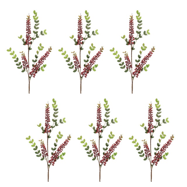 Rustic Burgandy Berry Foliage Spray (Set of 6) For Sale - Image 3 of 3