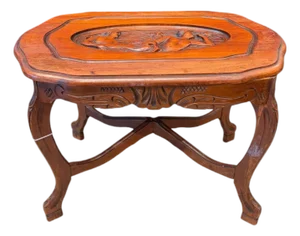 1980s Wood Table With Figures