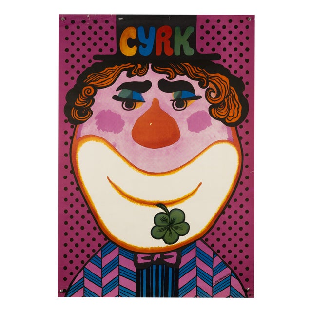 Polish Circus Clown Poster from B. Bocianowski, 1979 For Sale