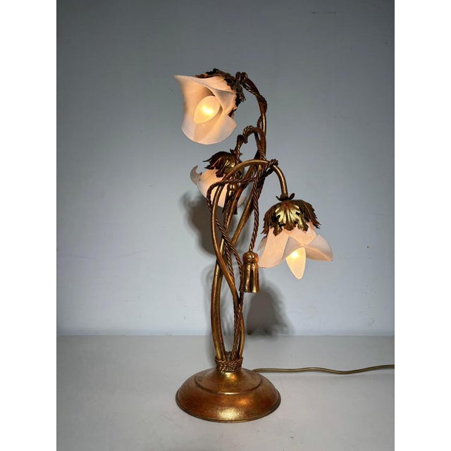 Italian Brass Knot Flower Lamp For Sale - Image 5 of 5