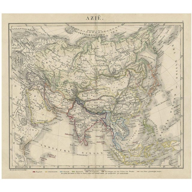 Antique Map of Asia Showing the European Language Areas, 1873 For Sale - Image 6 of 6