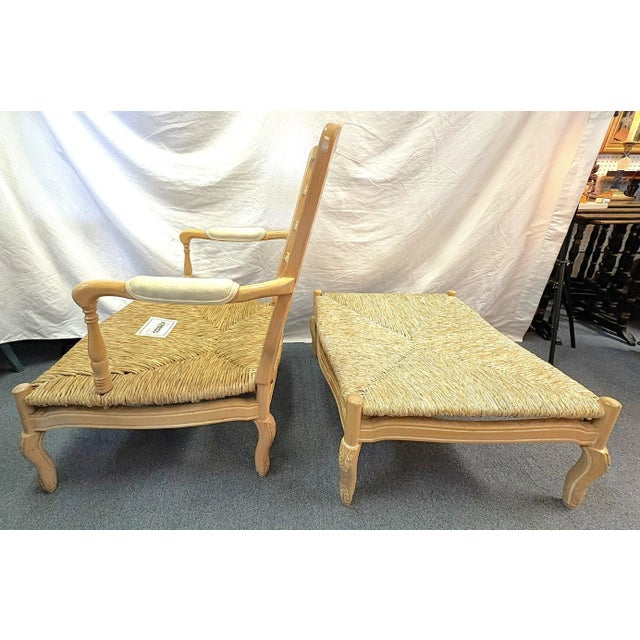 Vintage Kreiss Collection Ladderback Lounge Chair With Ottoman For Sale In West Palm - Image 6 of 16