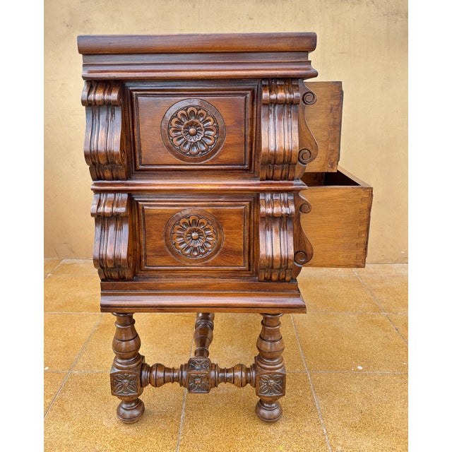 Spanish Baroque Style Carved Walnut Chest of Drawers, 1940s For Sale - Image 12 of 12