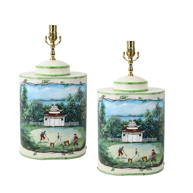 These chic lamps, shaped like oval tin cans and inspired by traditional Chinese tea canisters, are meticulously hand-...