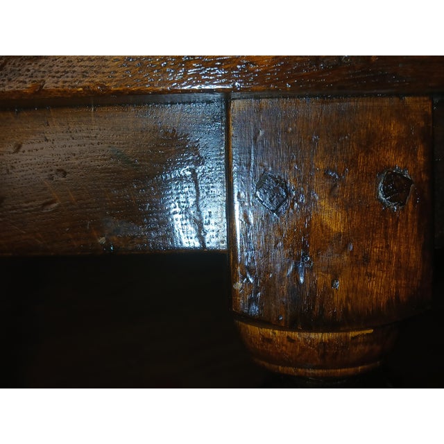 Rustic 1950s Vintage Oak Rustic Coffee Table With Barley Twist Legs and Inlaid Compass Rose For Sale - Image 3 of 9
