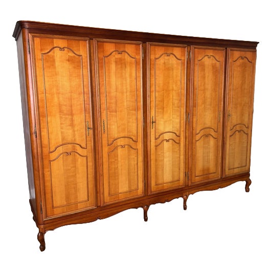 Wardrobe Vintage French Louis Xvi Style Five Door Carved Armoire Lot 4845 For Sale