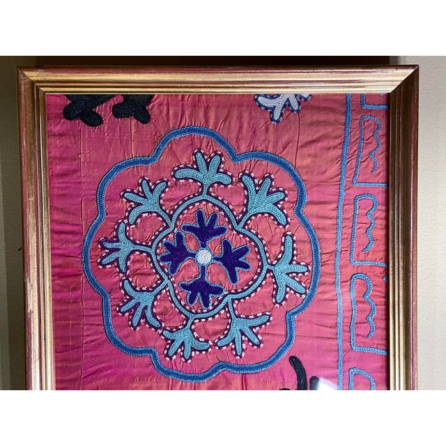 1900 - 1909 Pair of 19 Century Antique Silk Suzani Wall Hanging For Sale - Image 5 of 12