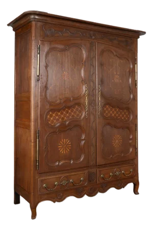19th Century Tall French Armoire With Inlaid Details