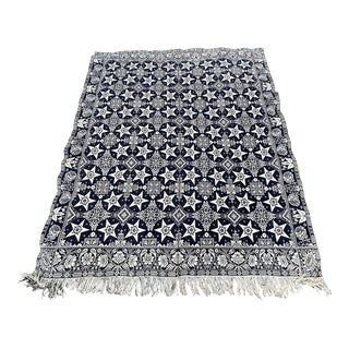 18th Century Hand Loomed Wool Coverlet For Sale