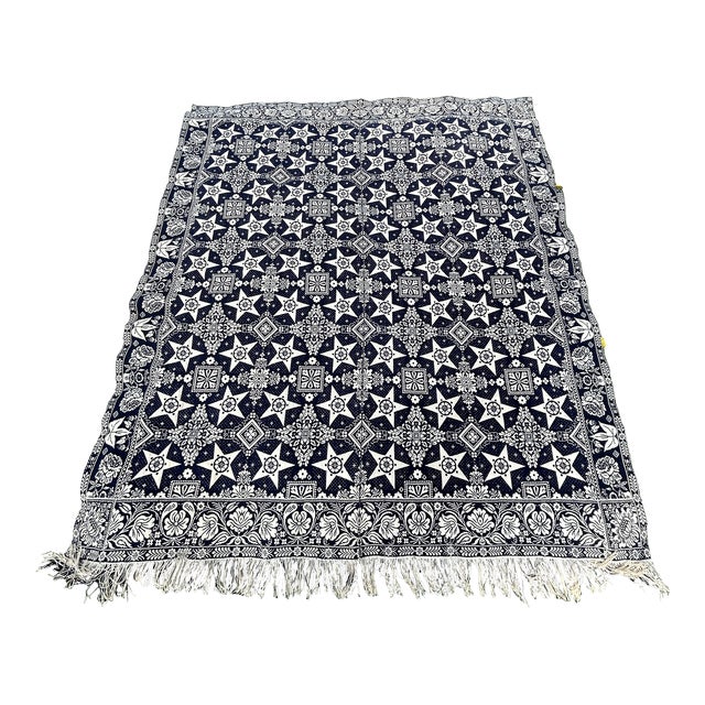 18th Century Hand Loomed Wool Coverlet For Sale