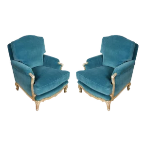 Pair of Vintage Jansen Newly Upholstered Velvet Chairs
