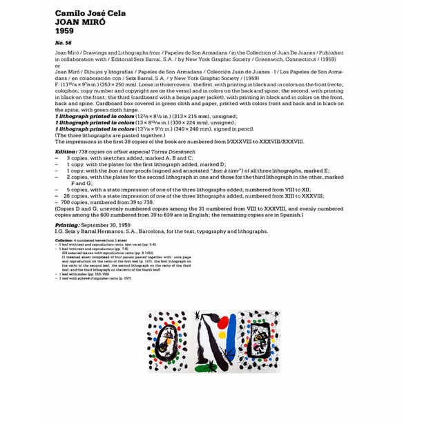 Joan Miró Joan Miro Hand Signed Triptych Lithograph Original 1959 w/Cat.Ref & Frame Included For Sale - Image 4 of 5