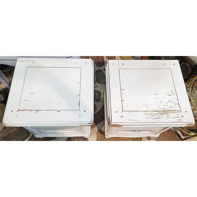 1990s 1990s Pair of French Country Style Shabby Night Tables Nightstands For Sale - Image 5 of 8