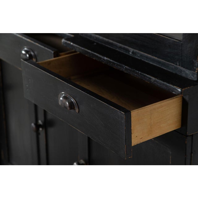 19th Century English Ebonised Pine Breakfront Housekeepers Cabinet For Sale - Image 6 of 14