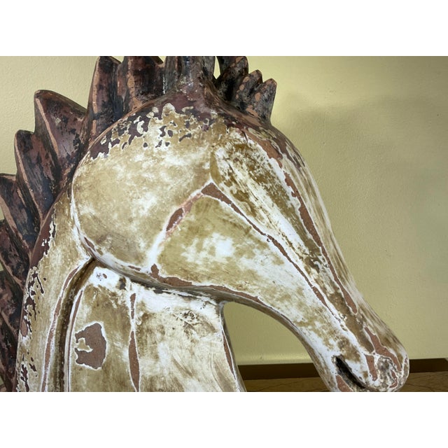 Mid -20th Century Terracotta Horse Head 19” W X 19”w X 8”d For Sale - Image 10 of 18