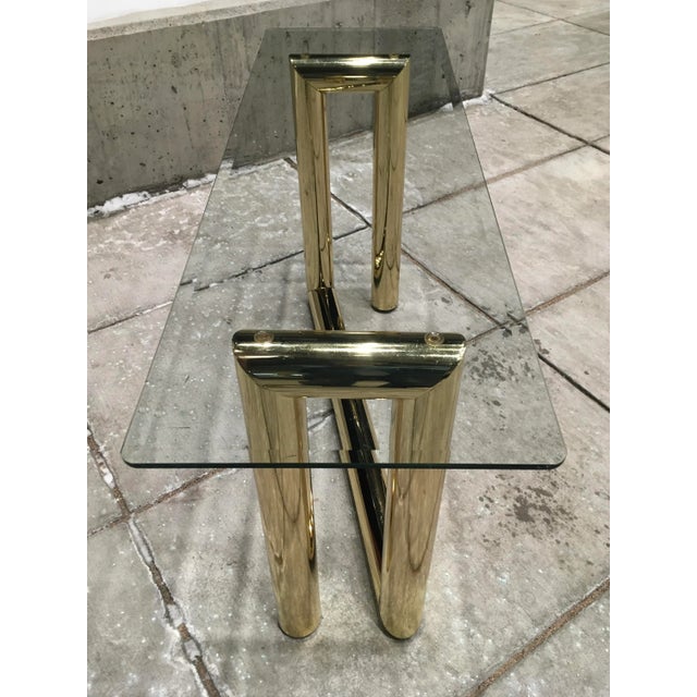 Mid 20th Century Postmodern Brass & Glass “z” Console Table After Karl Springer For Sale - Image 5 of 13