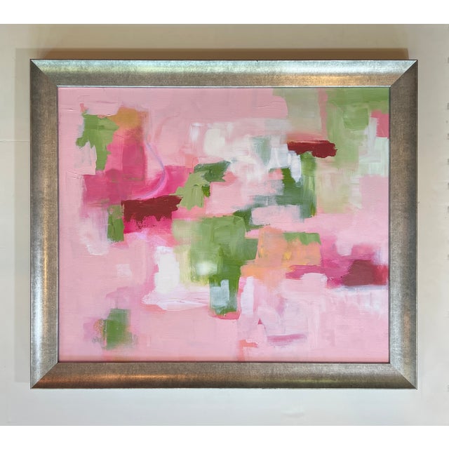 Pink Abstract Study by Contemporary Artist This confident abstract painting has a vibrant color sensibility that gives...