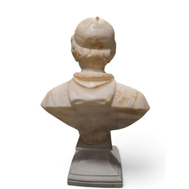 Unknown Artist, Bust of Pope Leo XIII, 19th Century, Alabaster on Later Porcelain Pedestal For Sale - Image 9 of 14