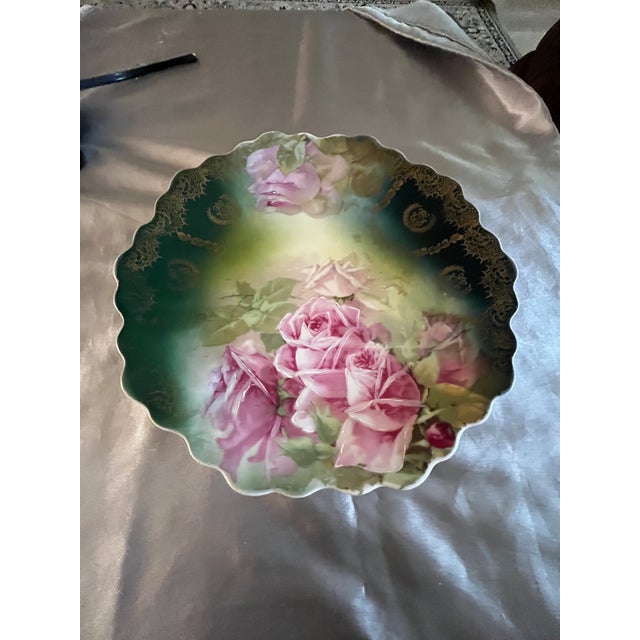 Army Green Antique Hand Painted Austrian Porcelain Plate #5806 Memorial Day Sale $30 For Sale - Image 8 of 11