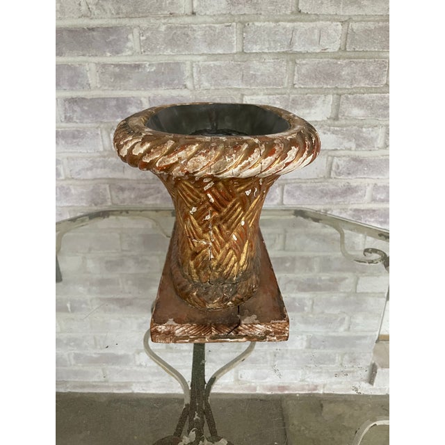 19th Century Carved and Gilded Wooden Basket Planter For Sale - Image 4 of 9