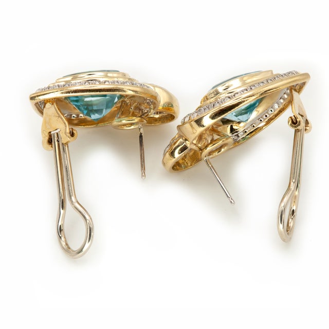 1990s Rare Gucci 18k Yg Diamond Aquamarine Black Enamel Necklace and Earring Set For Sale - Image 10 of 15