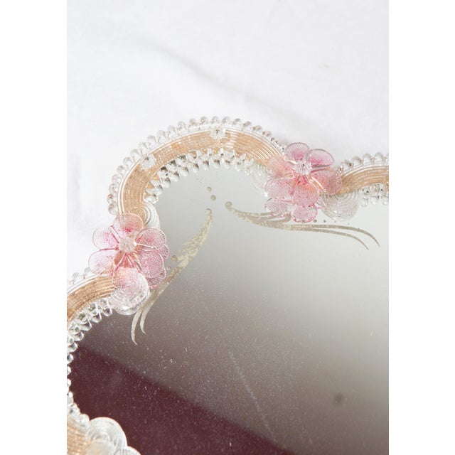 Murano Glass Mirror with Flowers, 1950s For Sale - Image 9 of 12