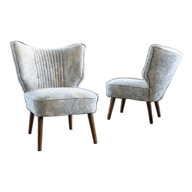 Danish Pair of Midcentury Slipper or Cocktail Lounge Chairs, 1950's For Sale