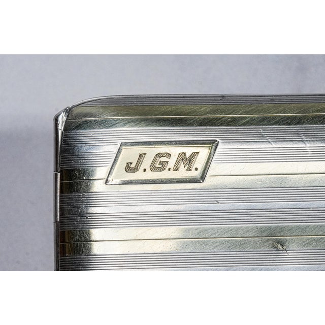 Art Deco 1920s Art Deco Engine Turned Antique Gorham Sterling Silver 14k Gold Matchbook Holder Case Matches Vesta Tobacciana For Sale - Image 3 of 16