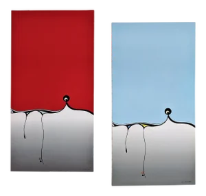 Atsuko Okamoto Abstract Serigraph A. P. Signed "Espana 4 Tranquility" - "Espana 4 Passion" - A Pair