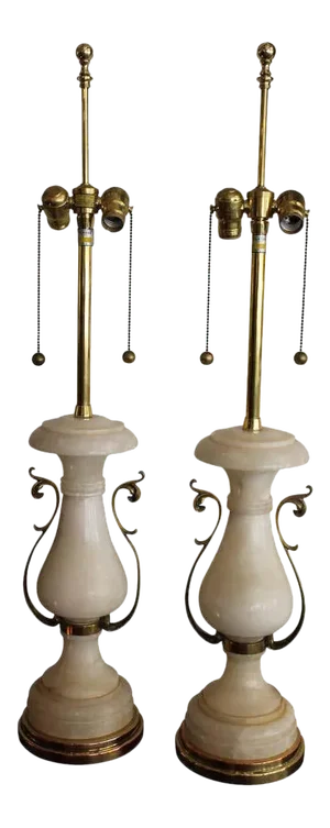Alabaster Lamps by Marbro Lamp Company, Los Angeles - a Pair