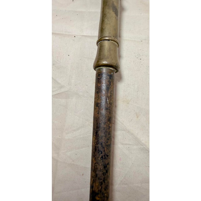 Antique 18th Century Wrought Iron Turned Brass English Fireplace Shovel Tool 17 For Sale In New York - Image 6 of 11