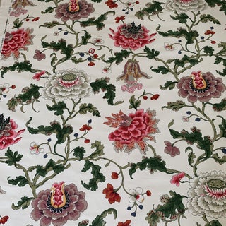 Brunschwig & Fils Athos Fabric Printed on White Cotton Sateen- 5 Yards For Sale