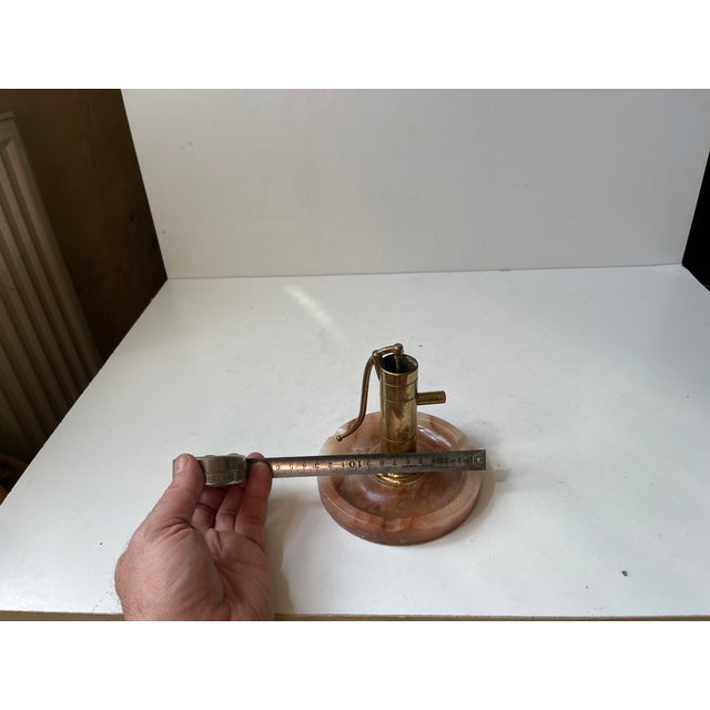 Metal Vintage Italian Brass and Onyx Marble Water Pump Cigar Cutter and Ashtray, 1950s For Sale - Image 7 of 9