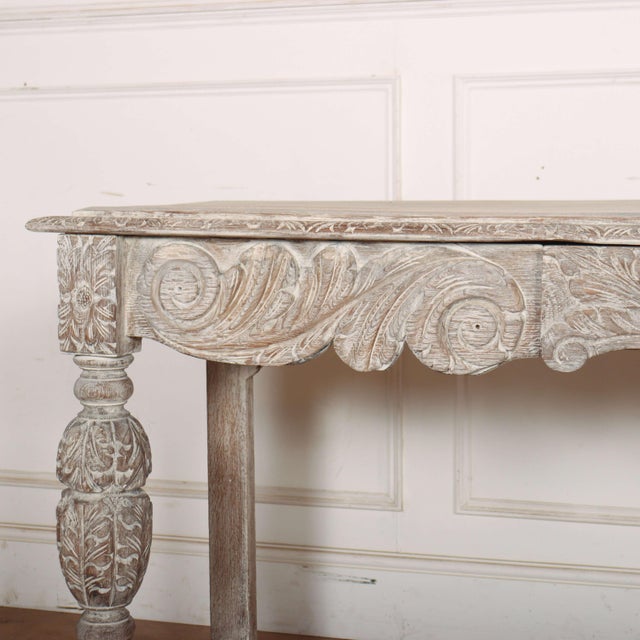 Brown English Carved and Bleached Console Table, 1890s For Sale - Image 8 of 14