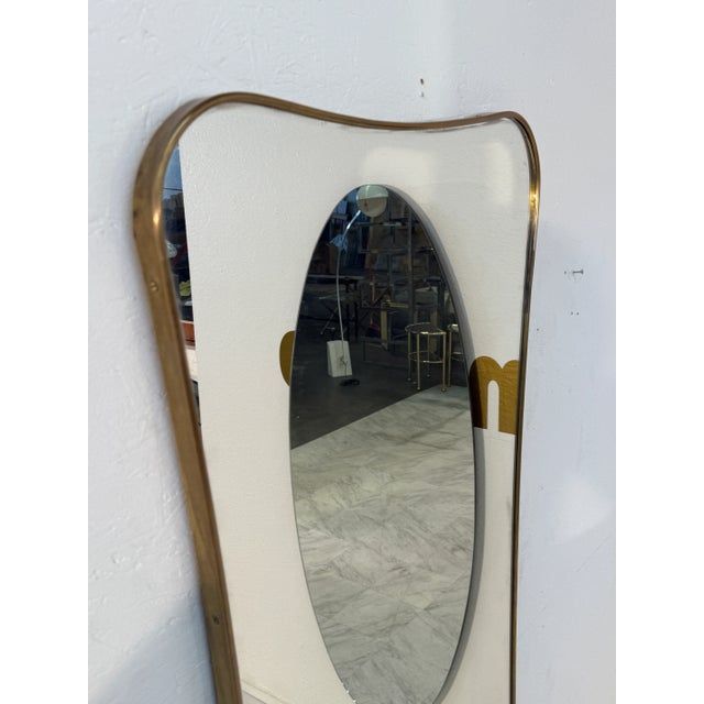 Italian Large Brass Framed Wall Mirror, 1950s For Sale In Los Angeles - Image 6 of 7