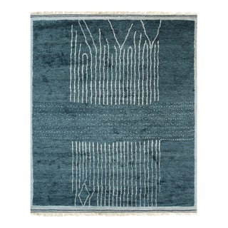 9x12 Freya Moroccan Green Geometric Modern Hand Knotted Wool Carpet Rug For Sale